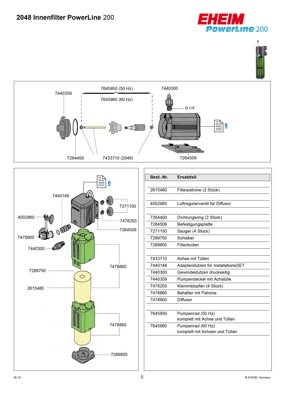 EHEIM PowerLine 200 internal filter (2048)