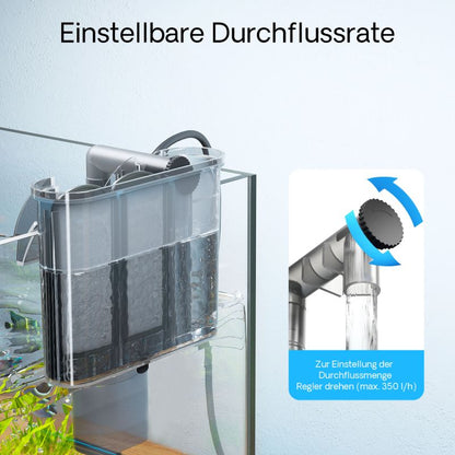 SunSun HBL-303 Filtre suspendu 350l/h pour aquariums jusqu'à 30l, avec masses filtrantes