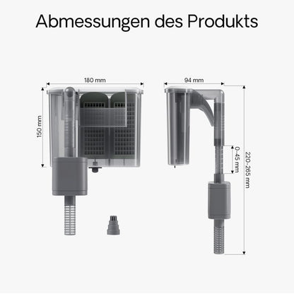 SunSun HBL-303 Filtre suspendu 350l/h pour aquariums jusqu'à 30l, avec masses filtrantes